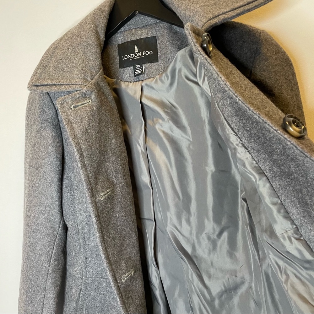 LONDON FOG Gray Wool Pea Coat Extra Small - Picture 6 of 7